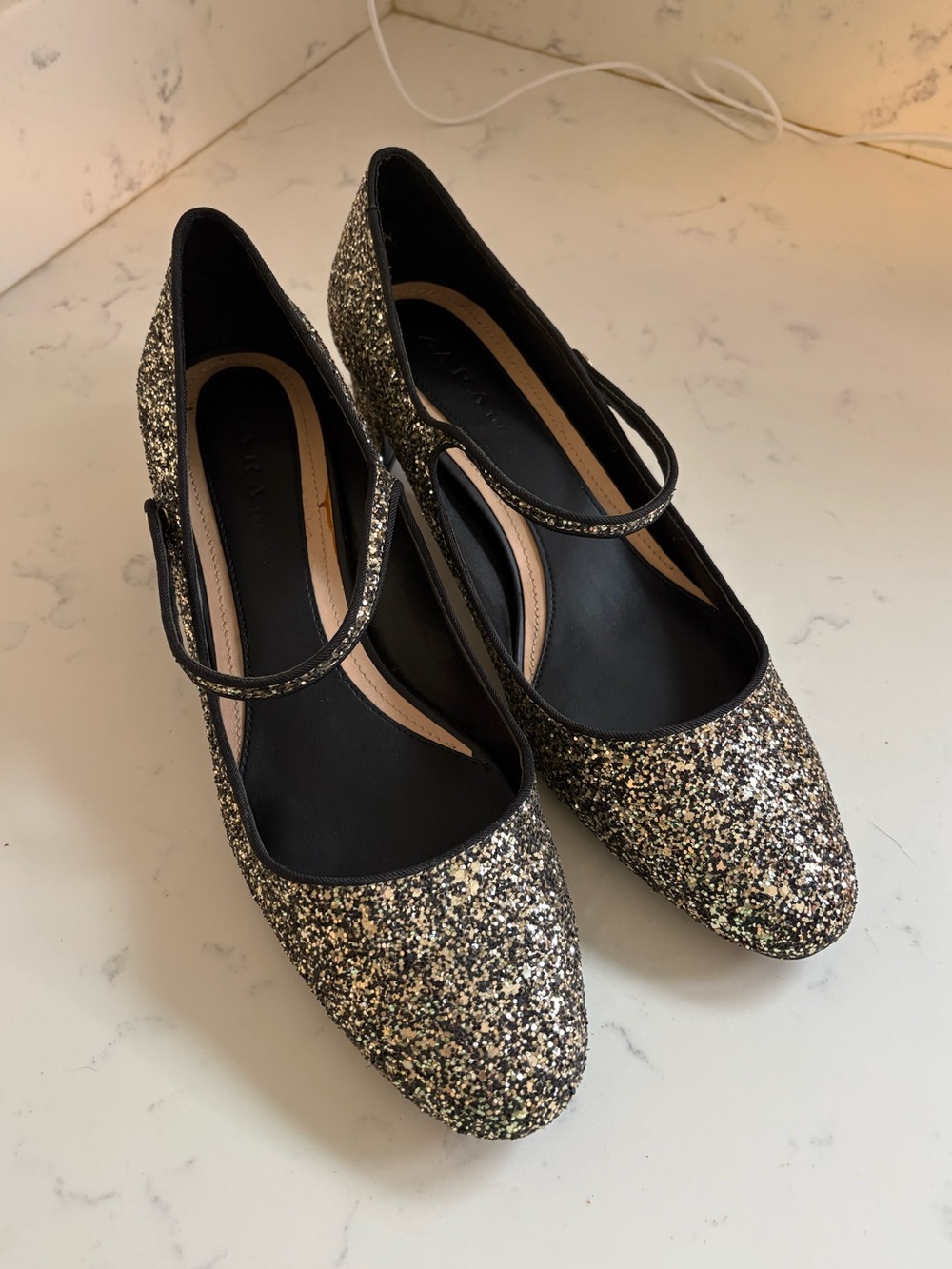 Zara gold glitter heels
